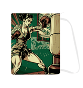 Close-up of the laundry bag's motivational print: "Focus, Train, Conquer, Repeat," highlighting its utility and style.